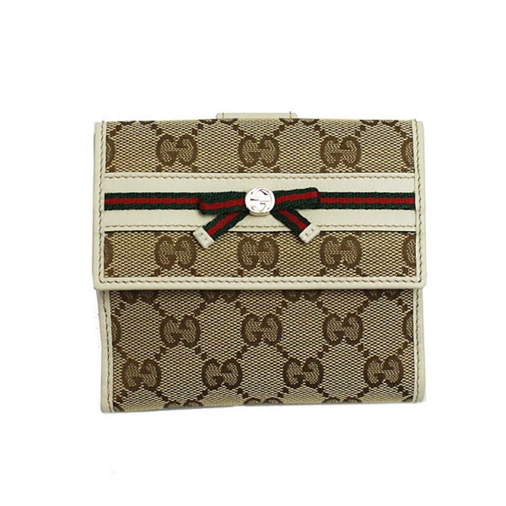 GUCCI Double Snap Wallet GG Canvas Beige